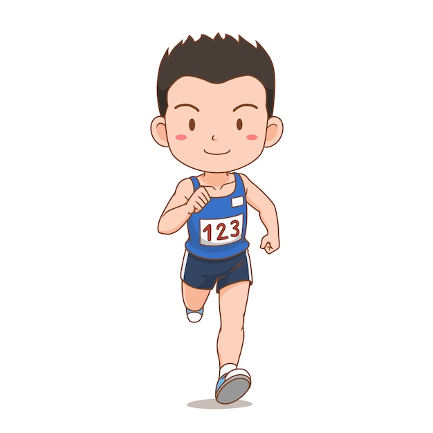 Premium Vector | Cartoon character of cute runner boy.