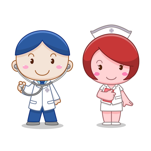 Premium Vector | Cartoon character of doctor and nurse.