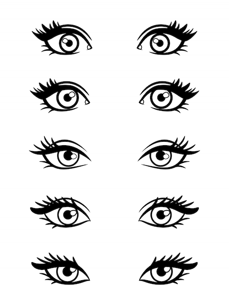 Premium Vector | Cartoon character female eyes