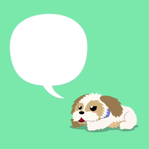 Premium Vector | Cartoon character shih tzu dog with white speech bubble