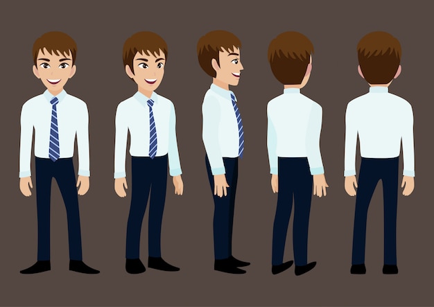 Cartoon character with business man in suit for animation. Premium Vector