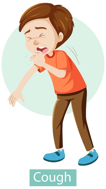 Free Vector | Cartoon character with cough symptoms