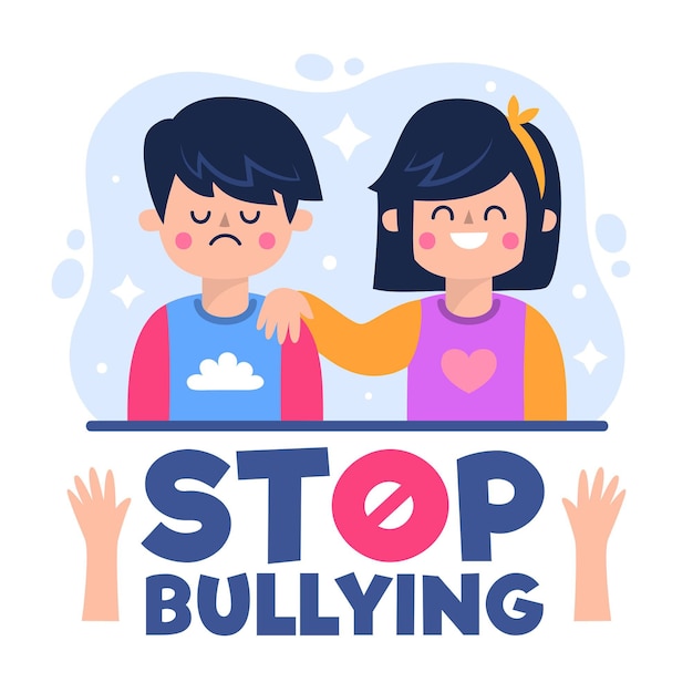 Cartoon characters presenting the stop bullying concept | Free Vector