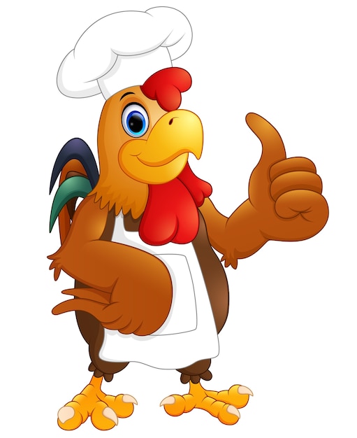 Premium Vector | Cartoon chicken chef giving the thumbs up