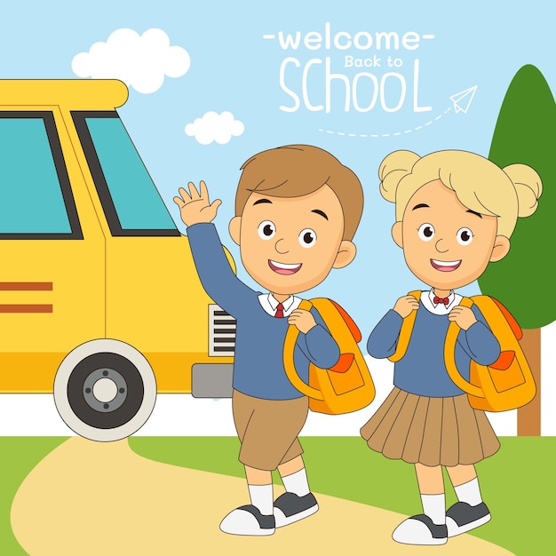 Premium Vector | Cartoon children back to school