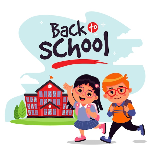 Free Vector Cartoon Children Going Back To School