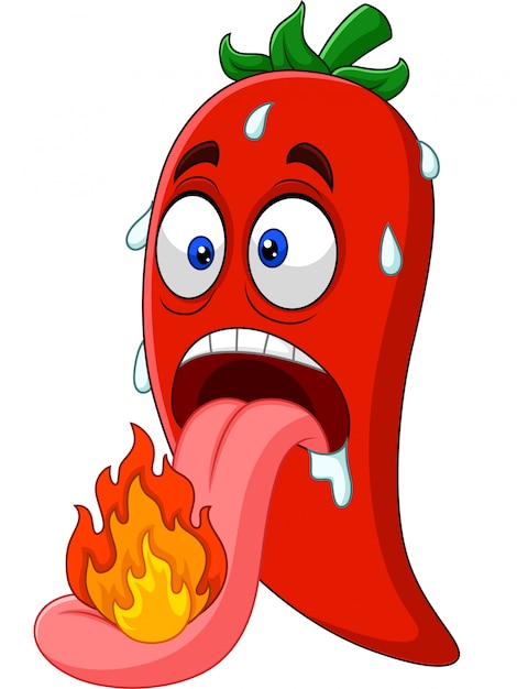 Cartoon chili pepper with a tongue burning | Premium Vector