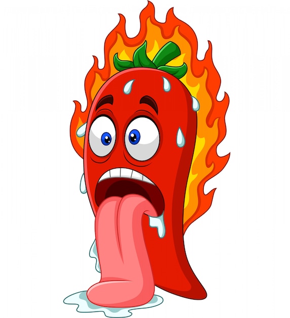 Premium Vector | Cartoon chili pepper with tongue out