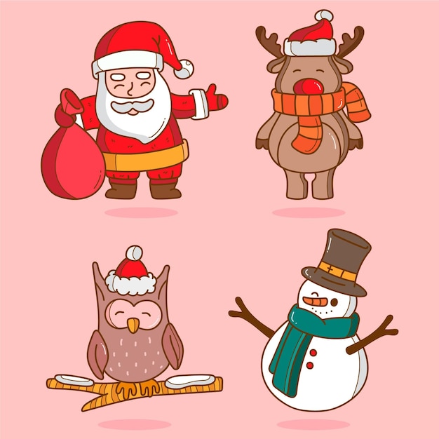 Free Vector Cartoon christmas characters collection