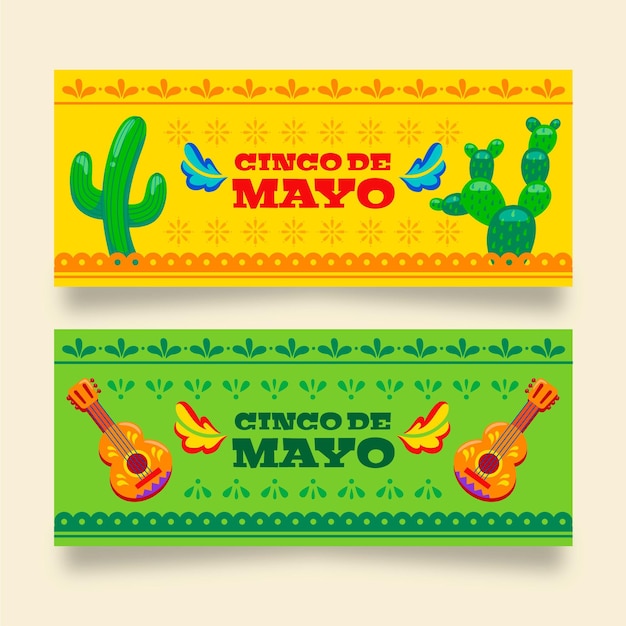 Free Vector Cartoon Cinco De Mayo Banners Set