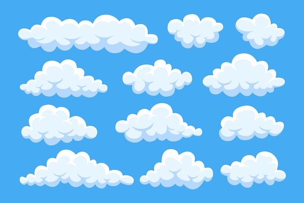 青い空の漫画の雲 背景のcloudscape 天国 プレミアムベクター