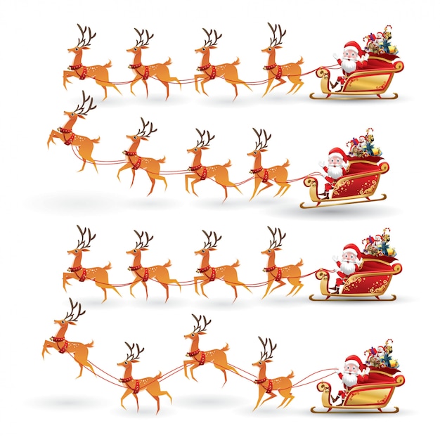 Premium Vector | Cartoon collection of christmas santa claus rides