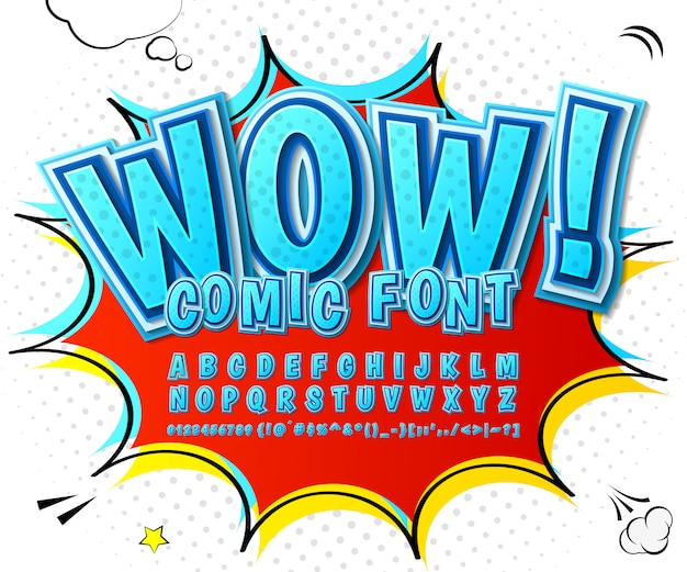 Download Premium Vector Cartoon Comics Font Blue Alphabet In Style Of Comics Pop Art Multilayer 3d Letters And Figures