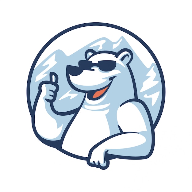 Cartoon cool polar bear | Premium Vector