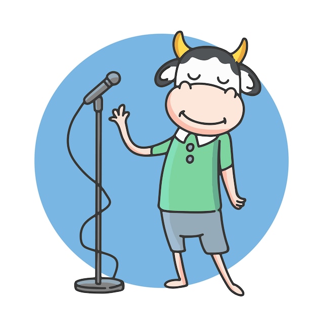 Premium Vector Cartoon Cow Characters Are Singing