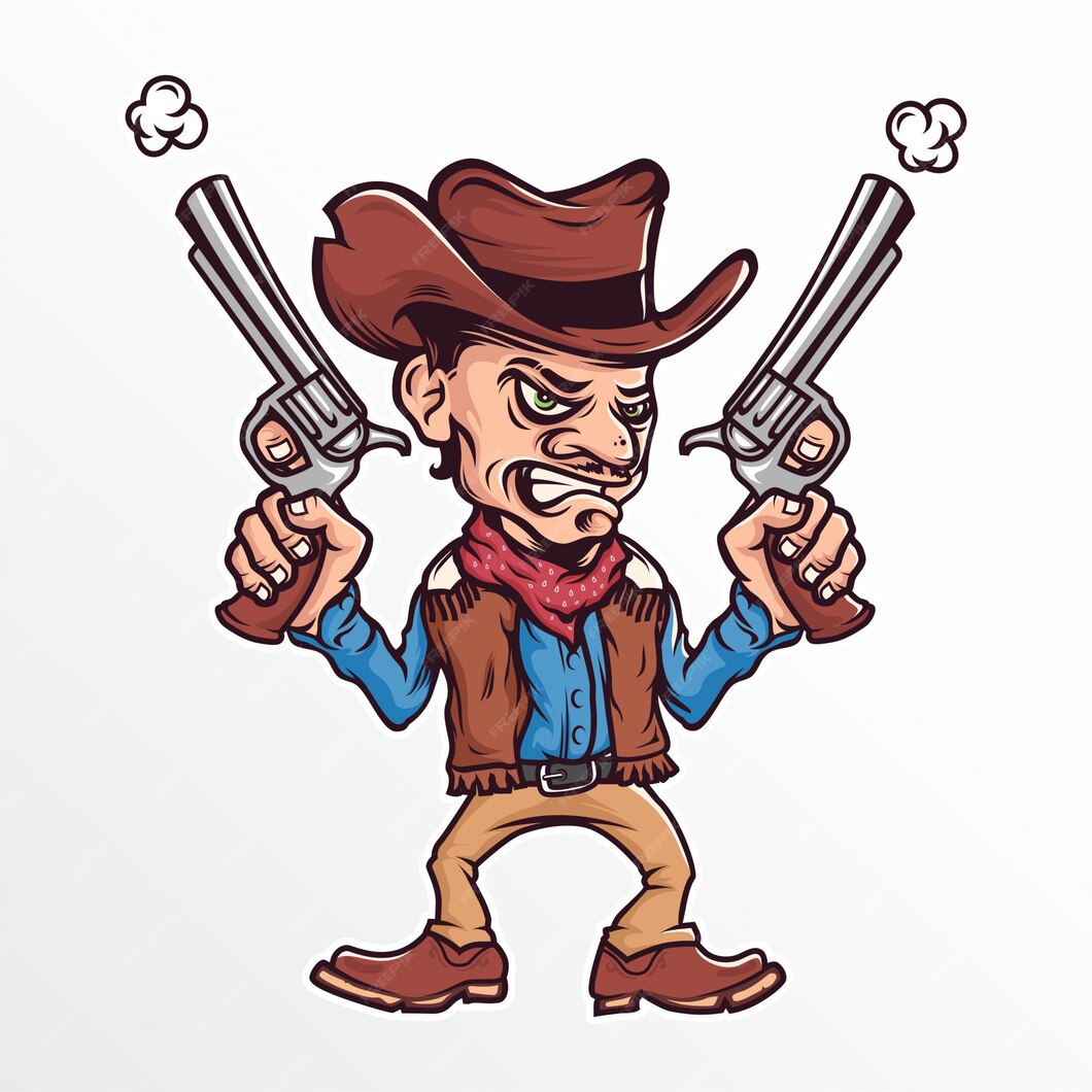 Premium Vector | Cartoon cowboy with a gun vector illustration