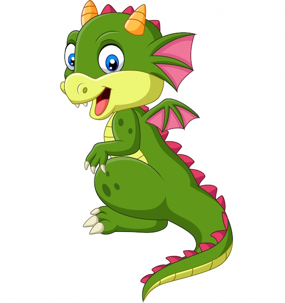 Download Cartoon cute baby dragon on white background Vector ...