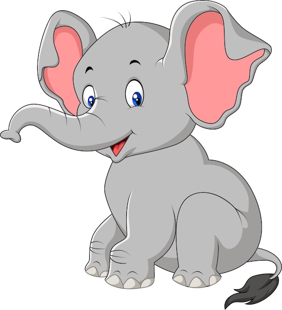 Download Cartoon cute baby elephant sitting Vector | Premium Download