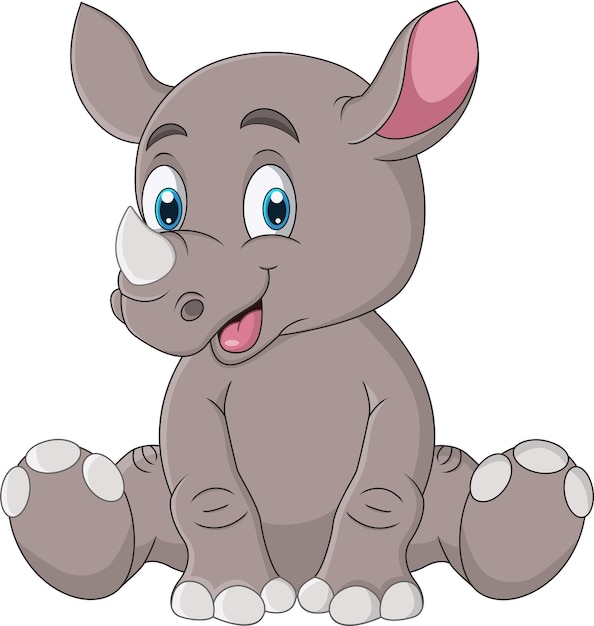 Premium Vector | Cartoon cute baby rhino sitting