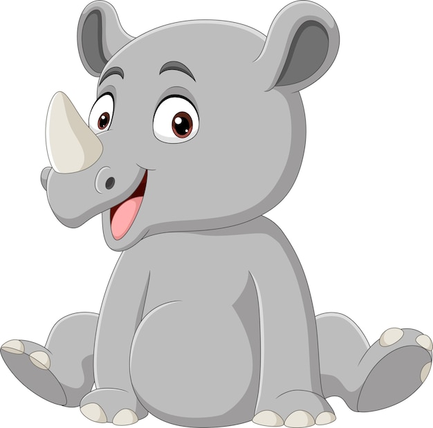 Premium Vector | Cartoon cute baby rhino sitting