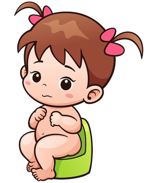 Premium Vector Cartoon Cute Baby Sitting On Potty