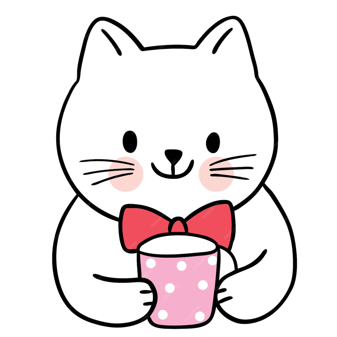 Premium Vector | Cartoon cute cat and coffee cup vector