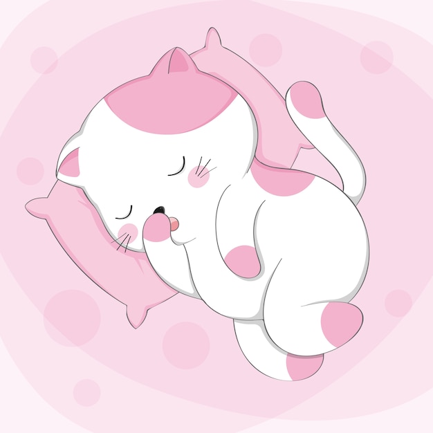 Premium Vector Cartoon cute cat sleep sketch animal character