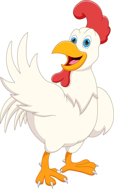 Premium Vector | Cartoon cute chicken waving on white background