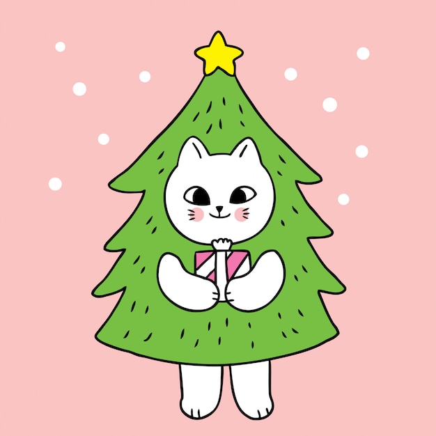 Download Premium Vector | Cartoon cute christmas, cat and christmas ...