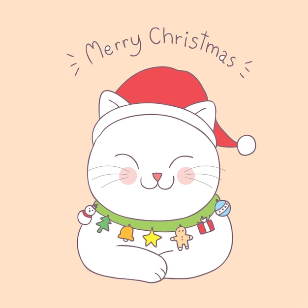 Download Cartoon cute christmas cat sleeping vector. Vector ...