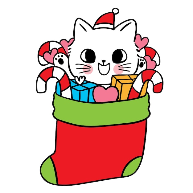 premium-vector-cartoon-cute-christmas-and-new-year-cat-and-candy-in