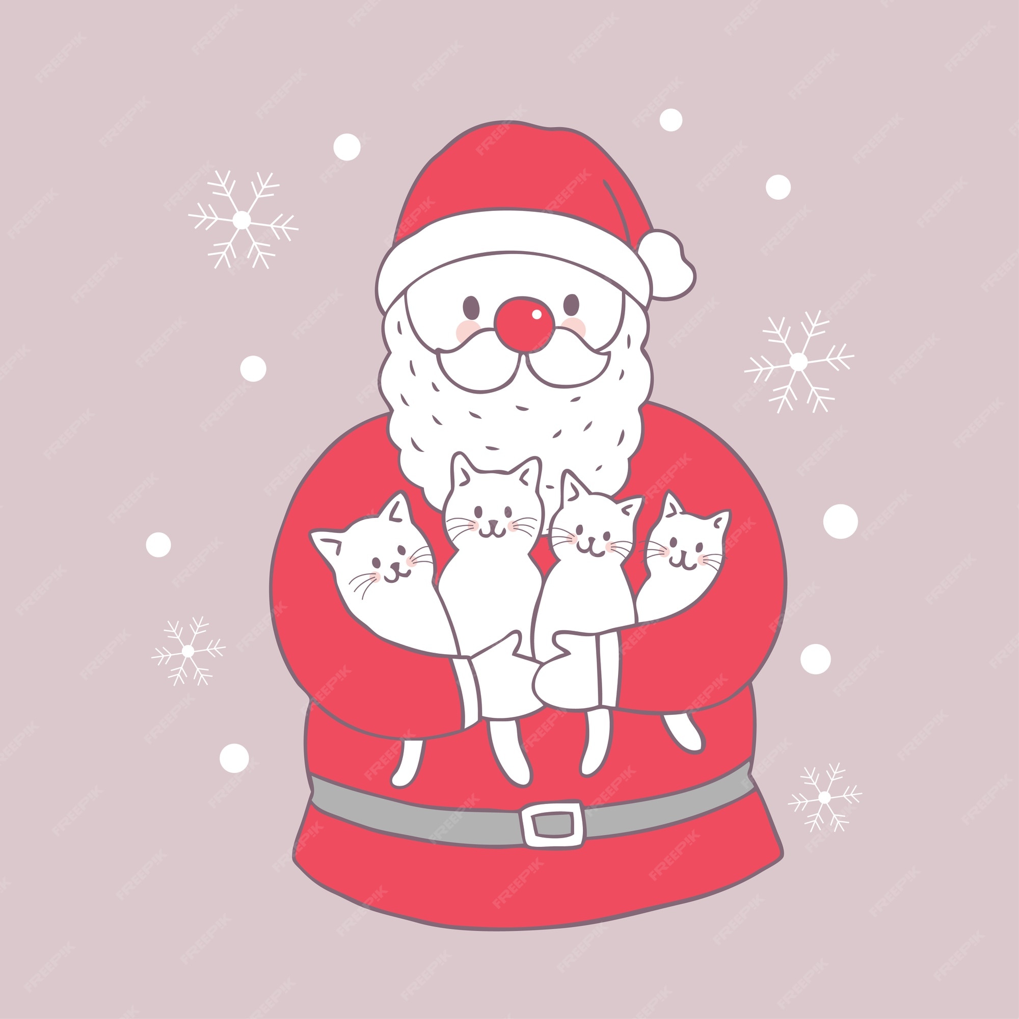 Premium Vector Cartoon Cute Christmas Santa Claus And Cats Vector 5964