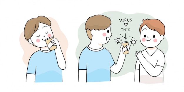 Cartoon cute coronavirus, covid-19, spread of the virus ...