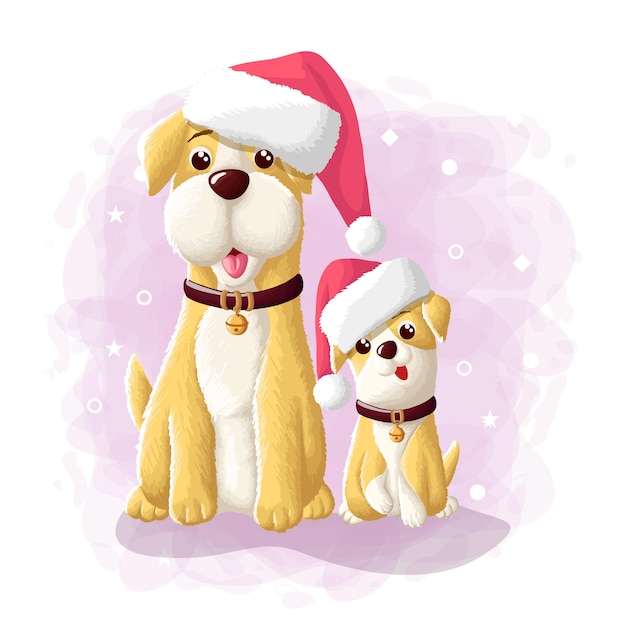 漫画かわいい犬メリークリスマスエスキモーイラスト プレミアムベクター