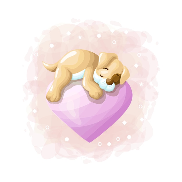 愛バルーンイラストベクトルで寝ている漫画かわいい犬 プレミアムベクター