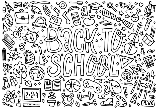 Premium Vector Cartoon Cute Doodles Back To School Word