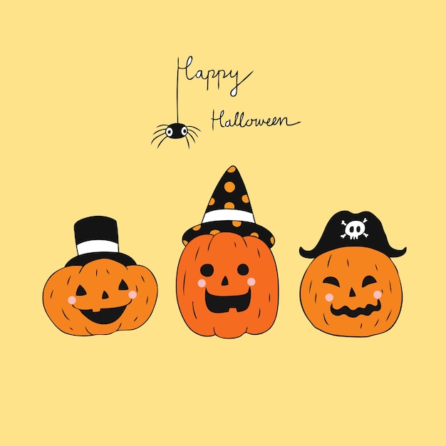 Premium Vector | Cartoon cute halloween pumpkins vector.