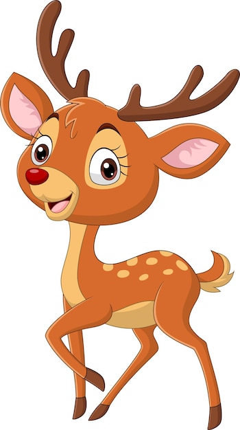 Premium Vector | Cartoon cute little deer on white background