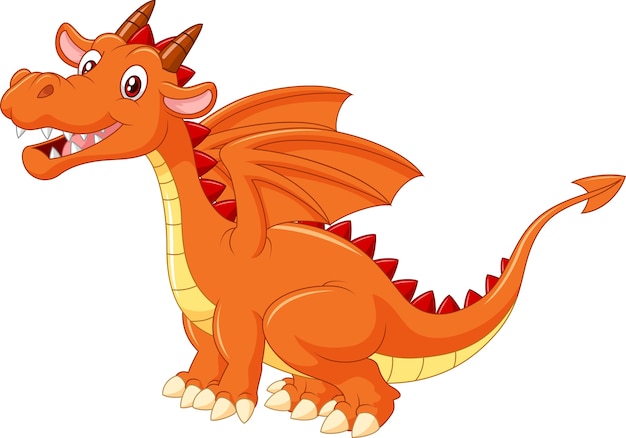 Premium Vector | Cartoon cute orange dragon