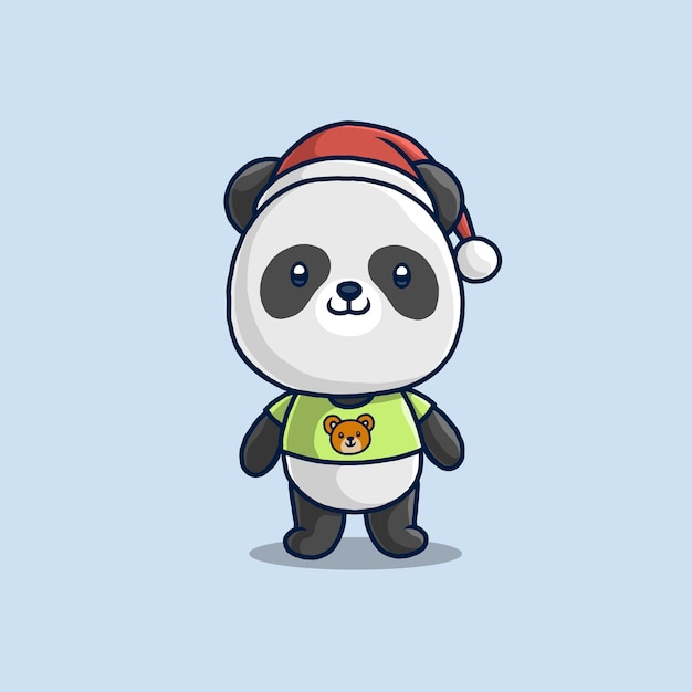 Premium Vector Cartoon cute panda in christmas