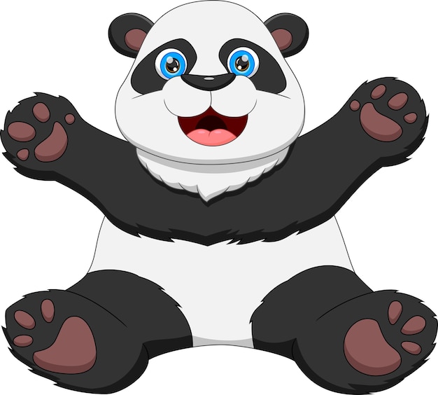 Premium Vector | Cartoon cute panda waving on white
