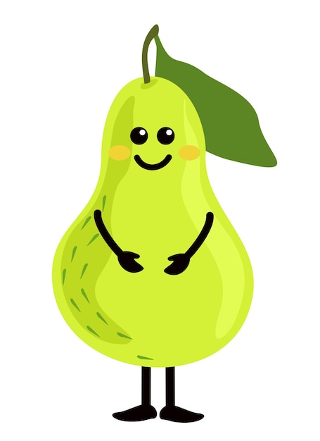 Premium Vector | Cartoon cute pear character design pear icon ...