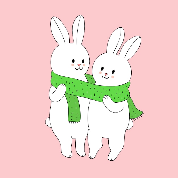 Premium Vector | Cartoon cute rabbits lover vector.