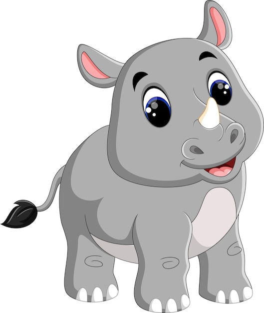 Premium Vector | Cartoon cute rhino sitting