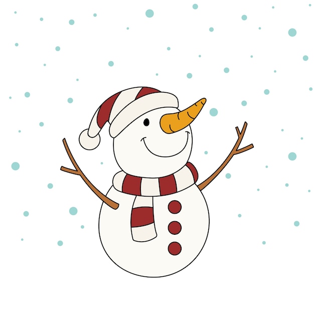 Premium Vector | Cartoon cute snowman in winter headwear with snow ...