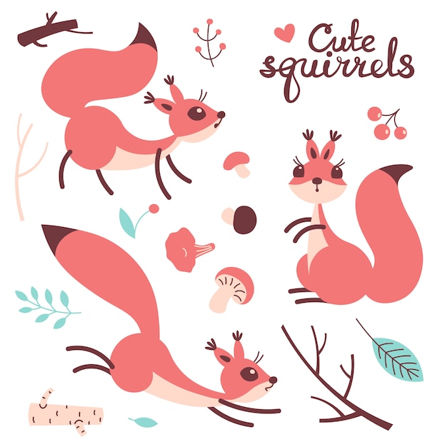 Download Cartoon cute squirrel. little funny squirrels ...