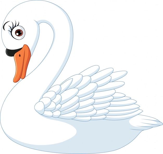 Cartoon cute swan isolated on white background | Premium Vector