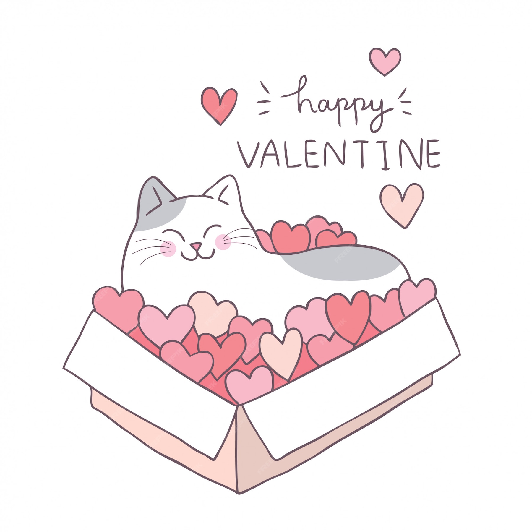 Premium Vector Cartoon cute valentines day cat and heart.