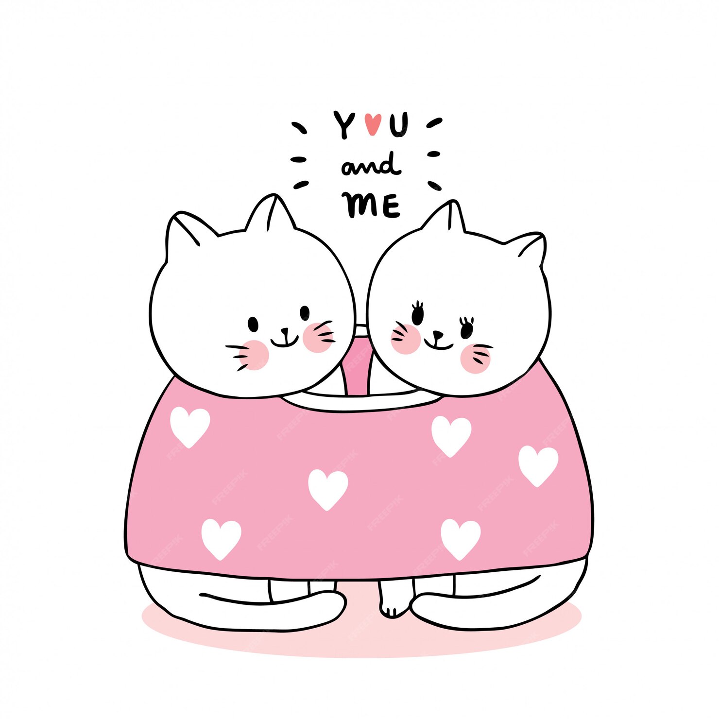 Premium Vector Cartoon Cute Valentines Day Couple Cats Vector 