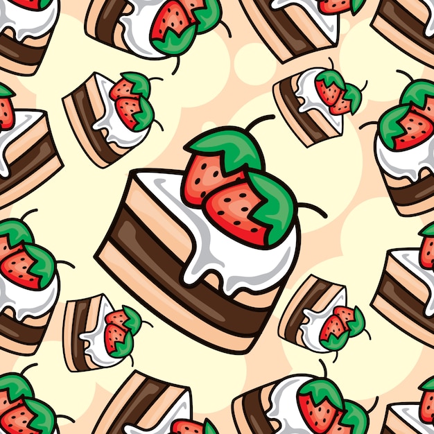 Premium Vector | Cartoon delicious cake seamless pattern